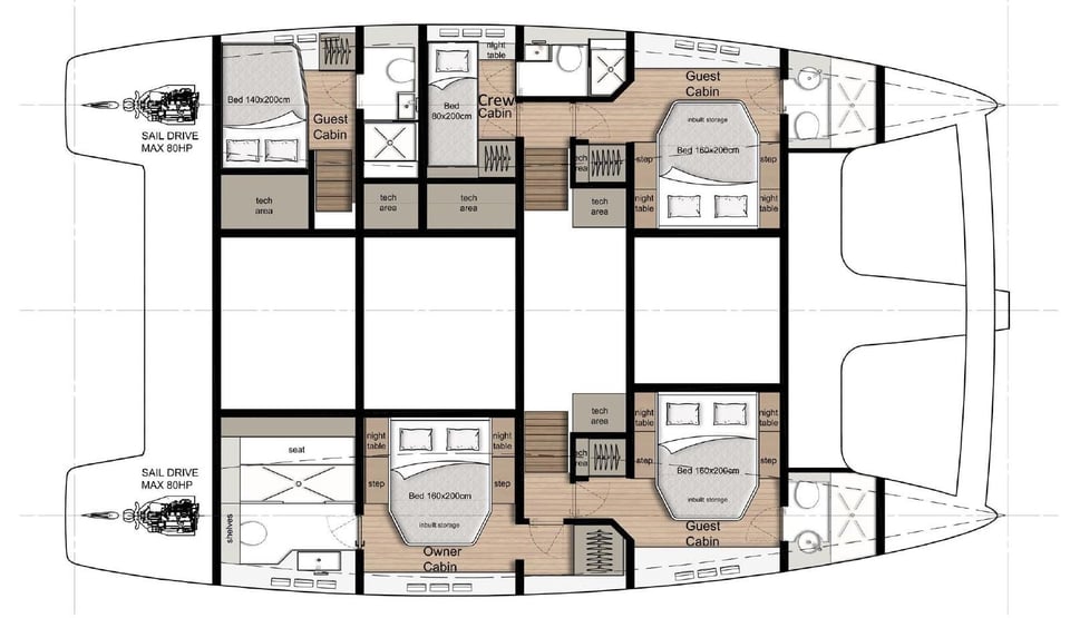 Sunreef 50 SWEET DREAMS published deck layout 1